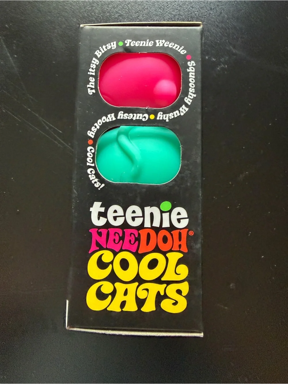 Nee Doh Schylling Teenie Cool Cats 3-pack Pink Orange Teal Squishy Sensory Toy